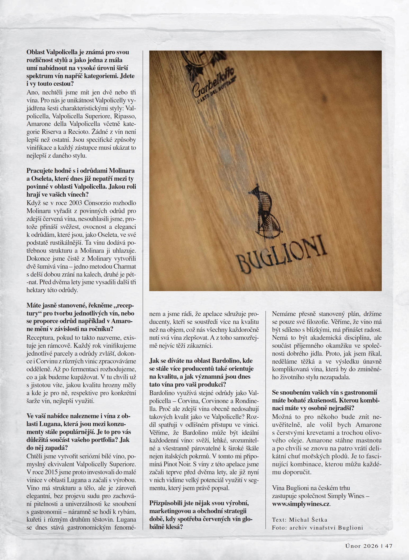 Vinařství Buglioni - článek z Wine & Degustation